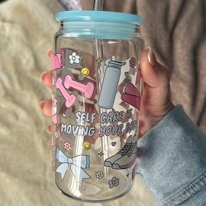Motivational Glass Tumbler with Straw - 16 oz.